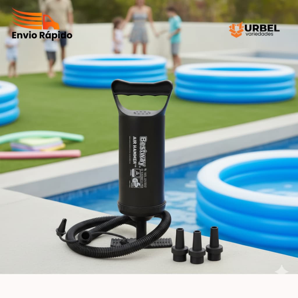 Bomba De Ar Inflaveis Diversos Manual Mangueira 3 Bicos Preto Verao Bicicleta Bestway