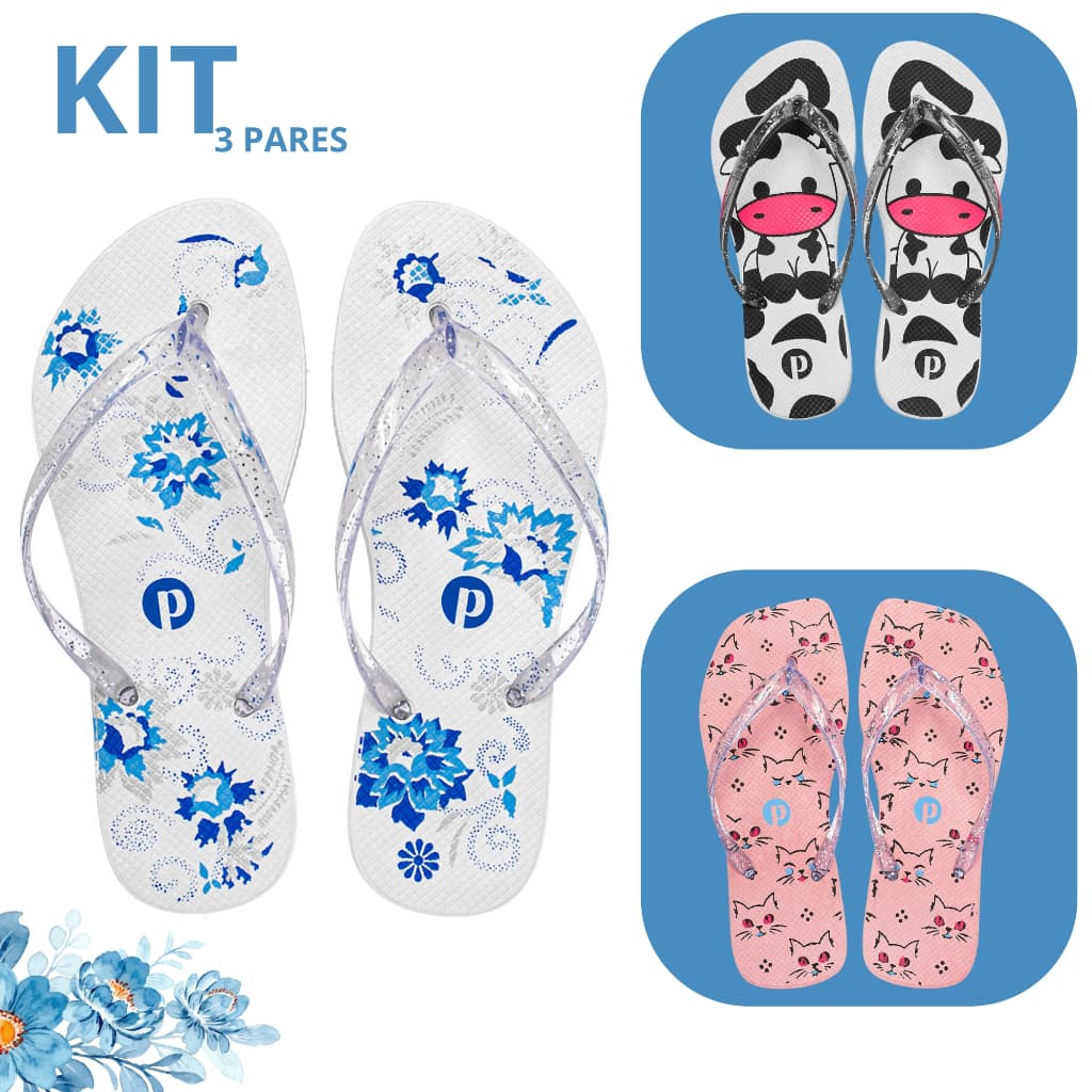 Kit Chinelo Feminino Macio Leve Verão