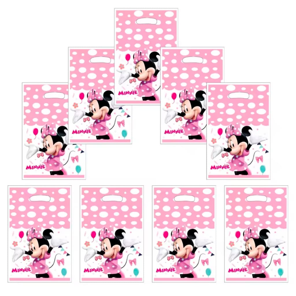 10 Saquinho Surpresa Minnie Mouse Rosa Para Festa Infantil