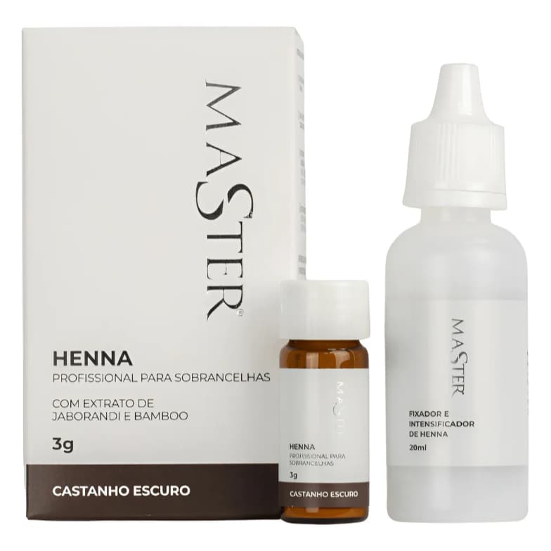 Henna Castanho Escuro Master 3g Profissional Sobrancelhas Castanho Escuro