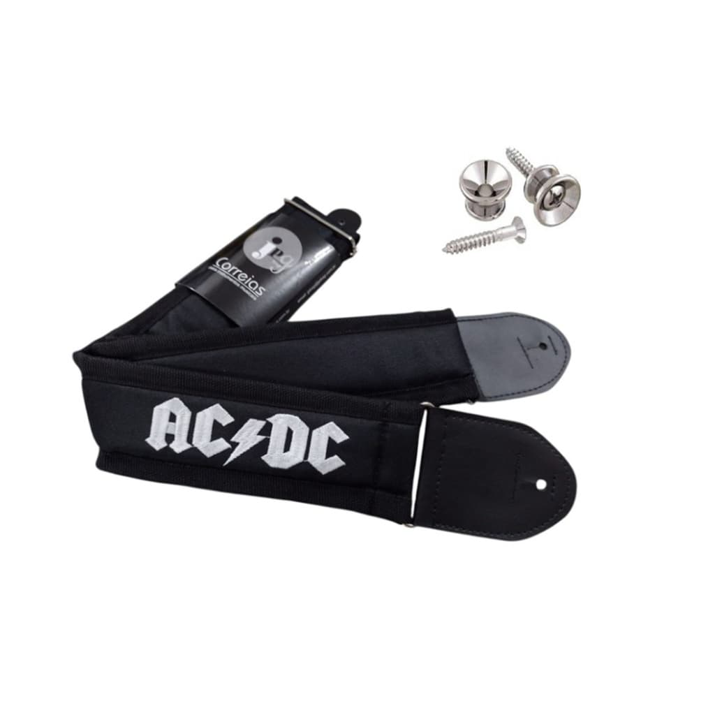 Correia Violão/Guit/Baixo Acolchoada AC DC + Roldanas
