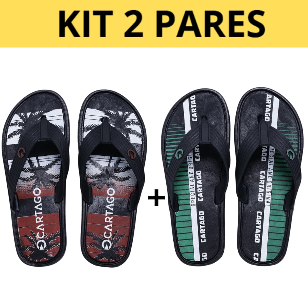 Kit 2 Chinelo Masculino Promoção Oferta Borracha Resistente Antiderrapante Casual Macio Confortável
