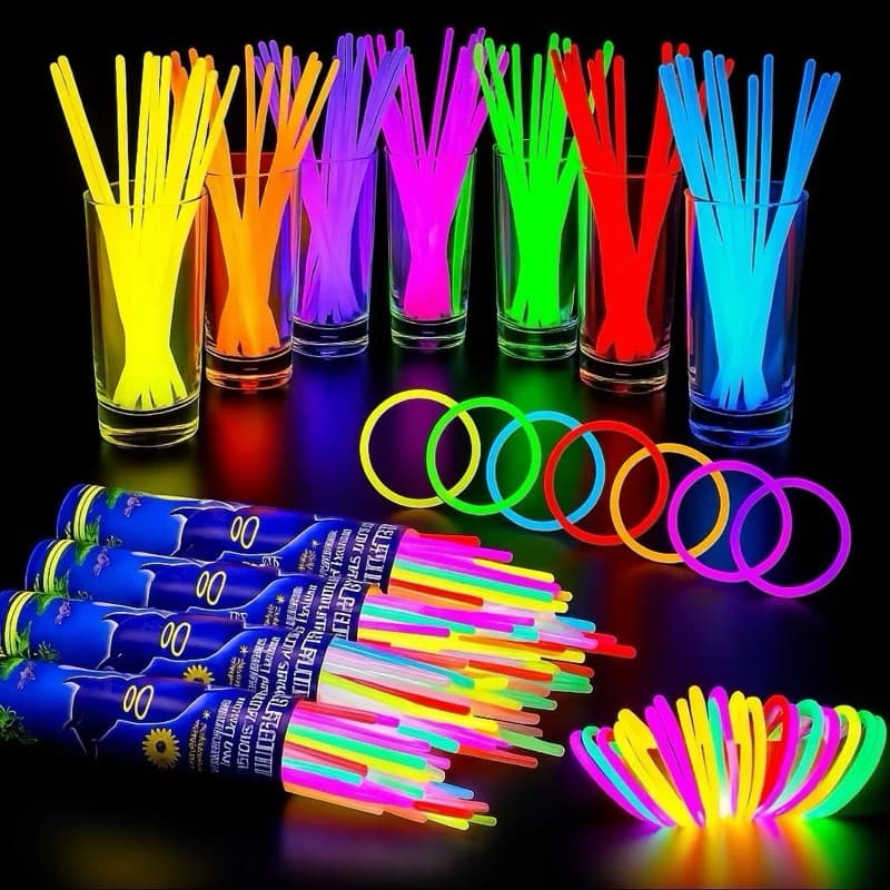 Kit 100 Pulseiras Neon Fluorescentes Brilha no Escuro Festa Neon Aniversário Balada Evento