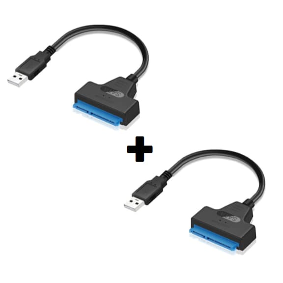 KIT dois cabos sata 3.0 usb para hd 2,5 e 3,5 (notebook e desktop) 30cm de alta velocidade com entrada de fonte
