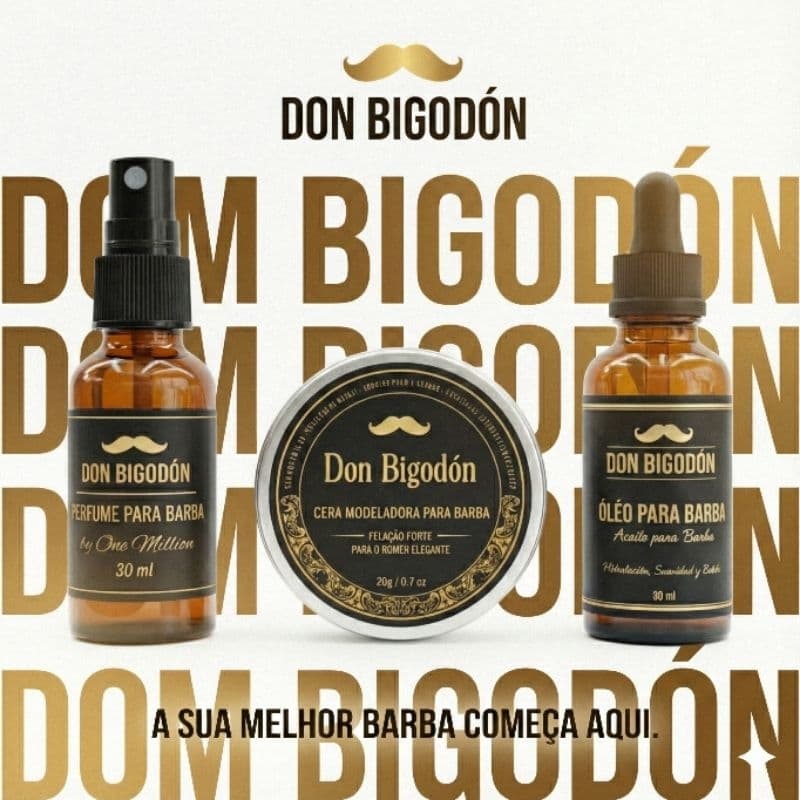 Kit Barba especial Cera, Óleo e Perfume Hidratante Refrescante e Modelador Don Bigodón