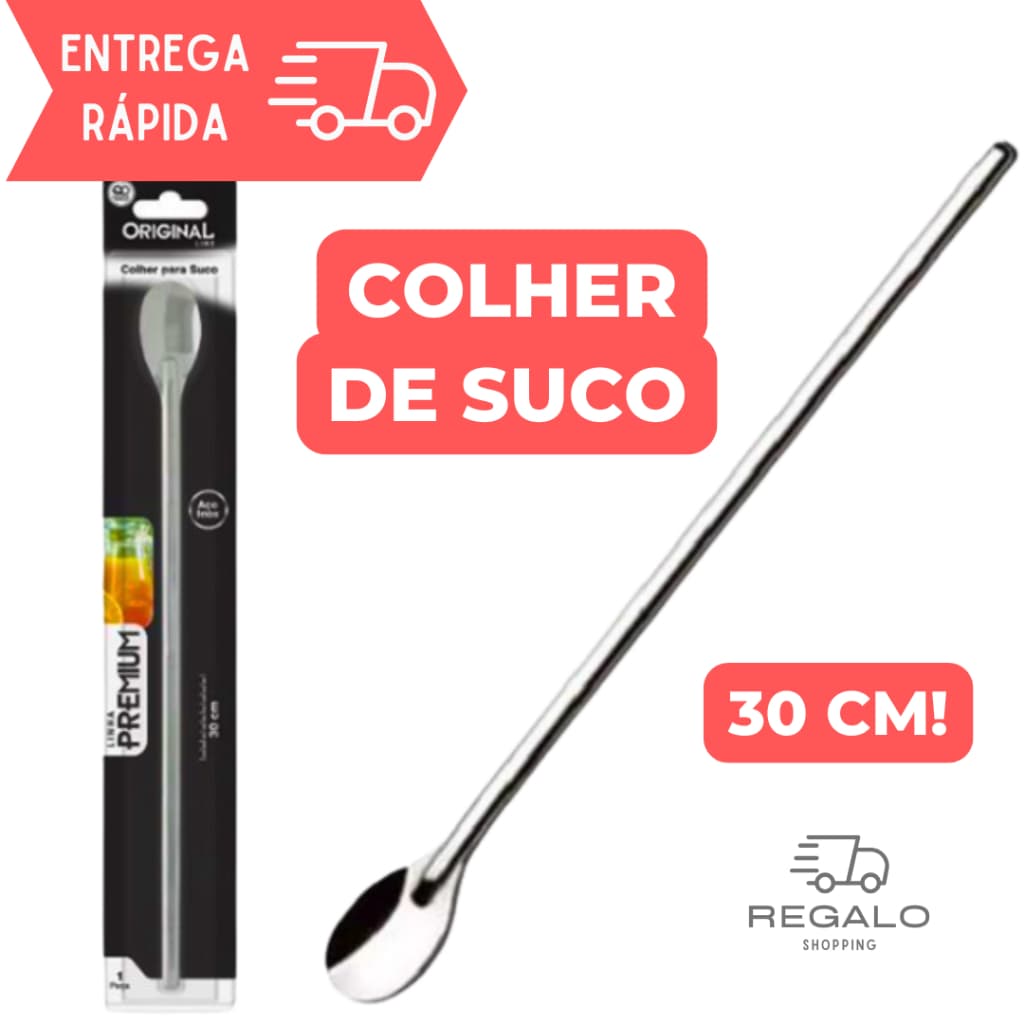 2 Colheres Grandes de 30cm para Sucos, Drinks e Milkshakes