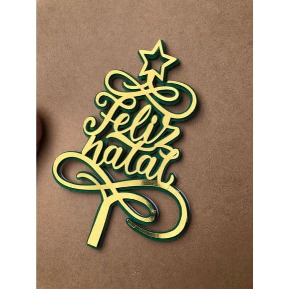 Topo de Bolo TOPO FELIZ NATAL 3D – Personalizado com Nome e Idade – Festa Infantil