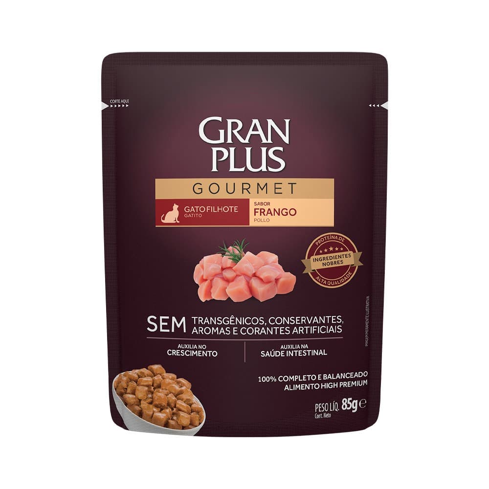 Sachê GranPlus Gourmet Sachê Para Gatos Filhotes Sabor Frango - 85g