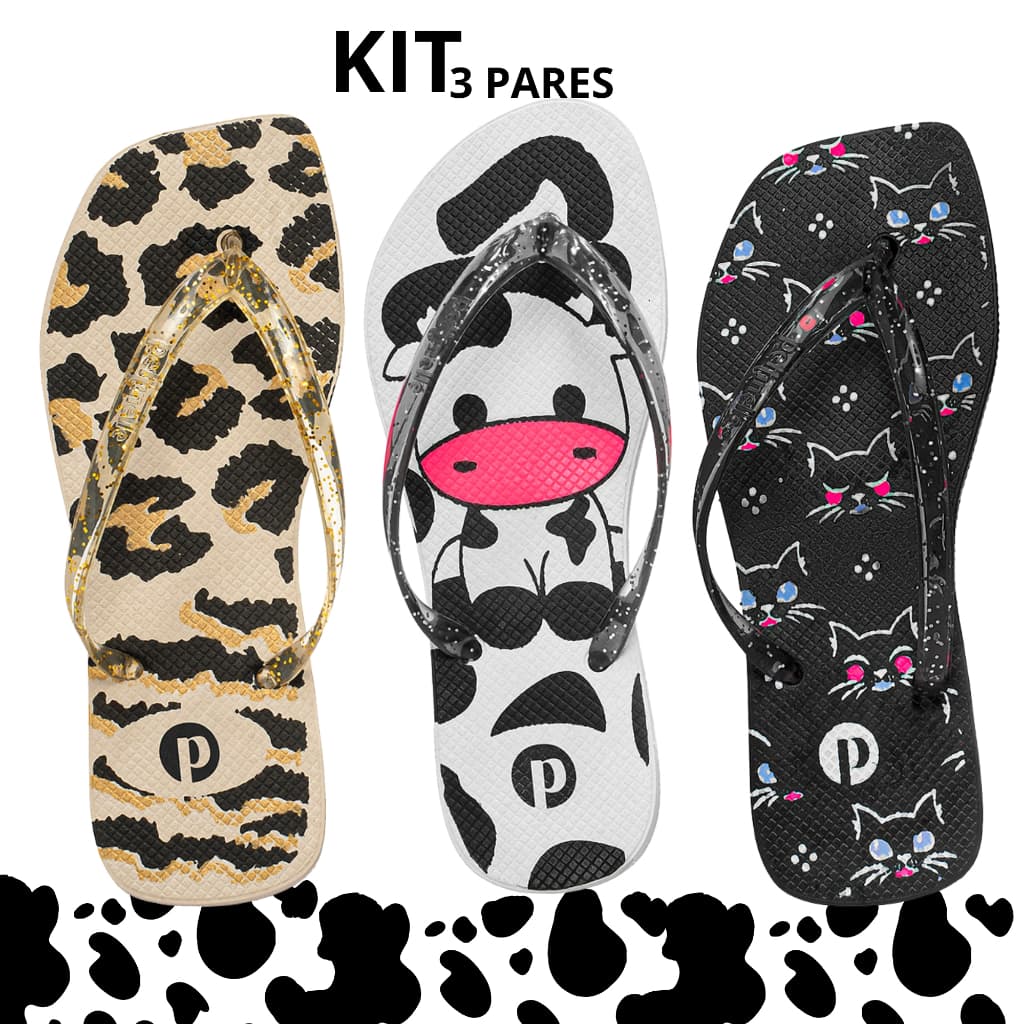 Kit Chinelos Femininos Casuais Estampa