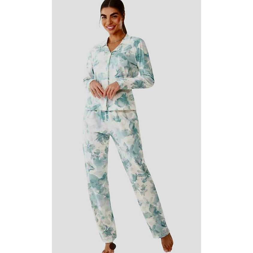 Pijama Feminino de Algodão Zee Rucci Manga Longa abertura com Botão Adulto