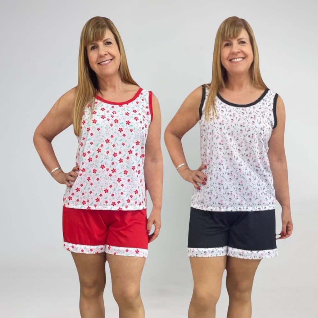 Kit 2 Pijama Feminino Judoca Estampado Camiseta e Short feminino Pijama Adulto regata Malha Senhora