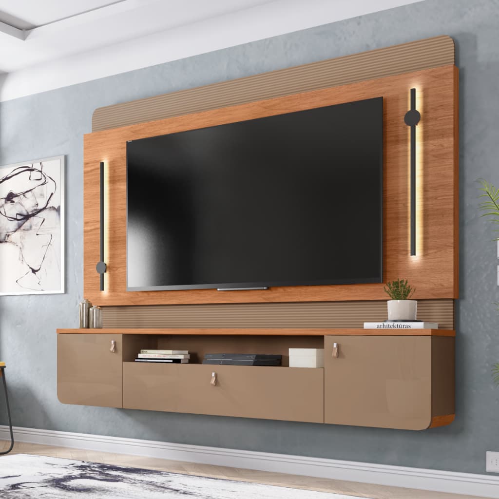 Painel  Com Led Para Tv até 75 Polegadas Dali Cinza Caemmun
