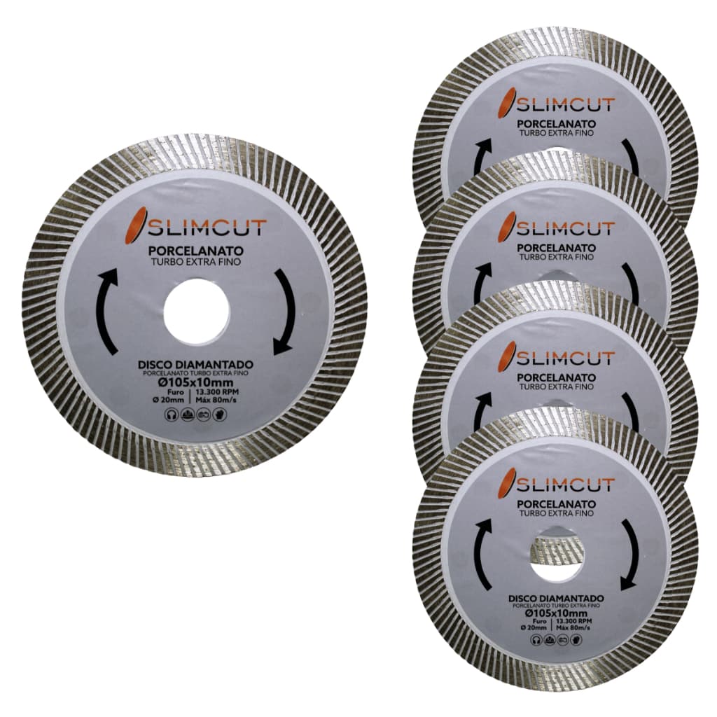 Kit 5 Discos Diamantado Porcelanato Extra Fino 105mm