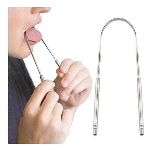 Limpador Raspador De Língua Em Aço Inox Curvado Boca Limpa
