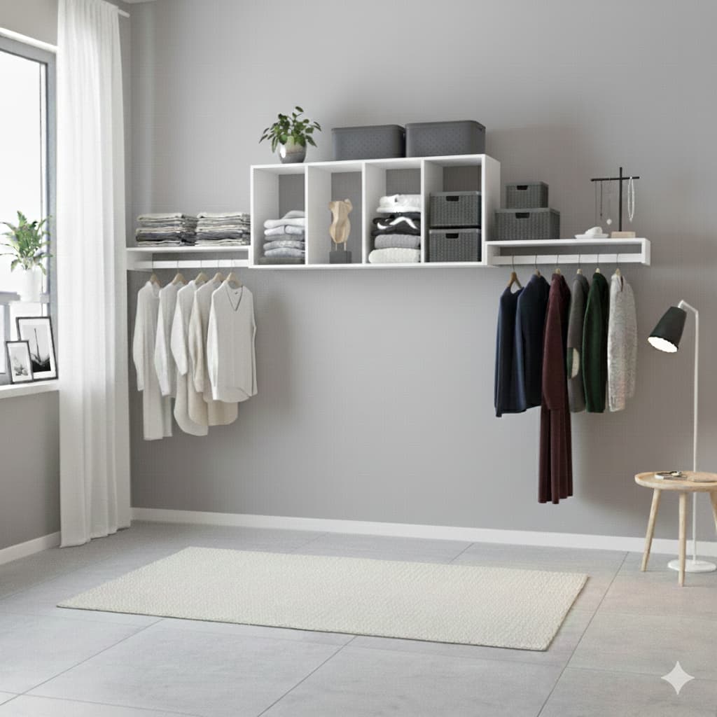 Arara Suspensa De Parede Closet Aberto Cabideiro 61