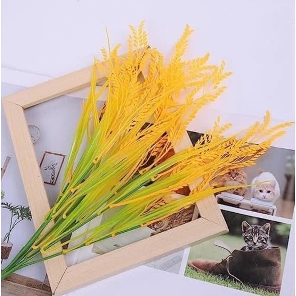 Trigo artificial 7 galhos Amarelo arranjos decoração Falsas Folhagem Buquê - ZH801672