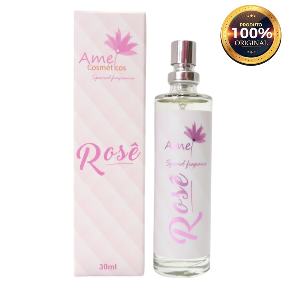 Rosê Perfume Feminino Amei Cosméticos 30ml Alta Fixação Essência Importada Parfum