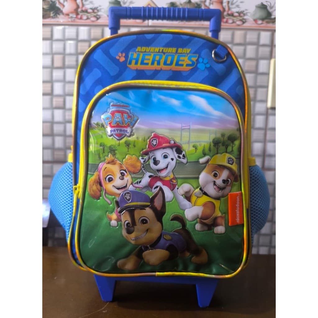 Mochila Escolar Infantil de Rodinhas Patrulha Canina - Modelo 2026 - Pequena - Azul