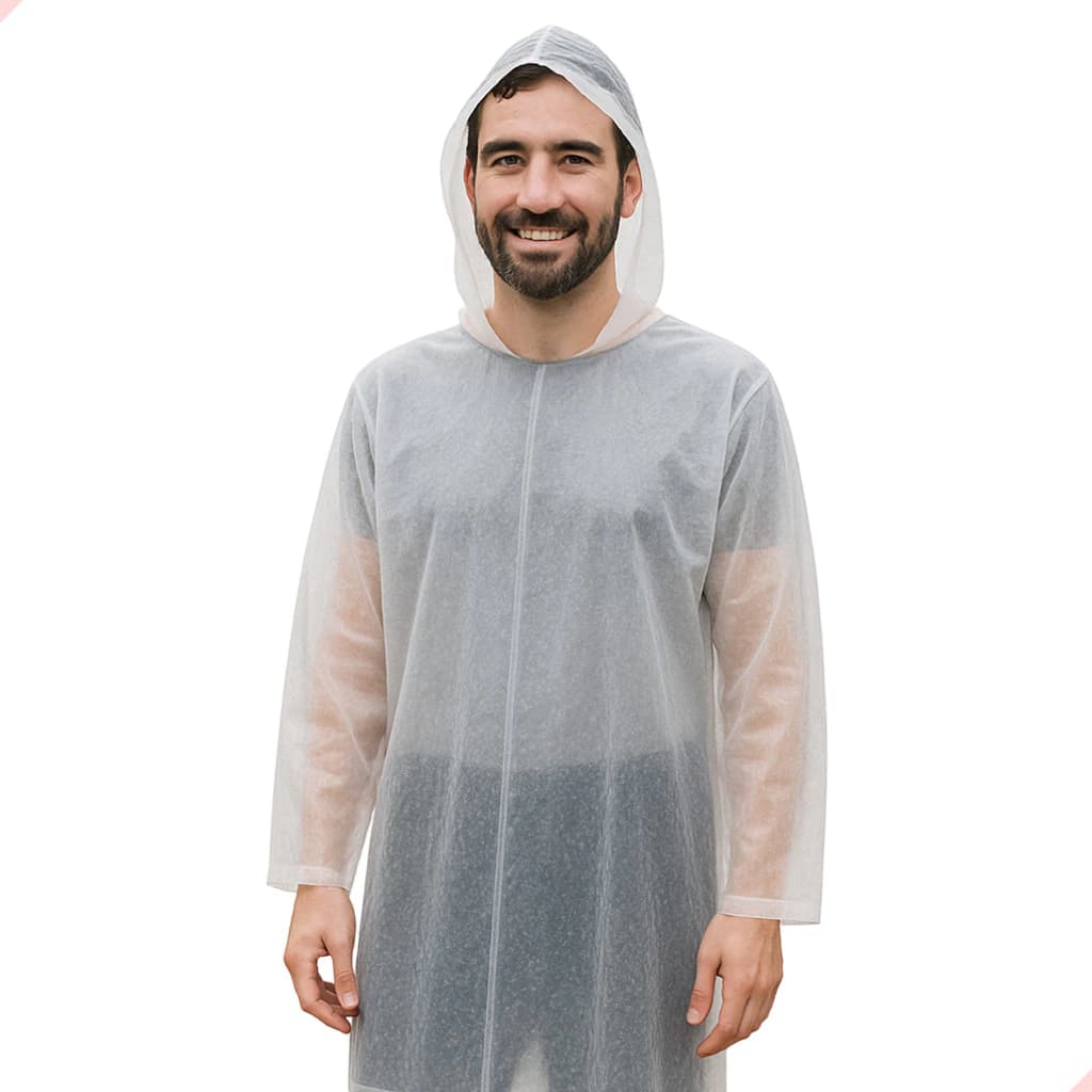 Capa De Chuva Impermeável Transparente Unissex Com Capuz Reforçada