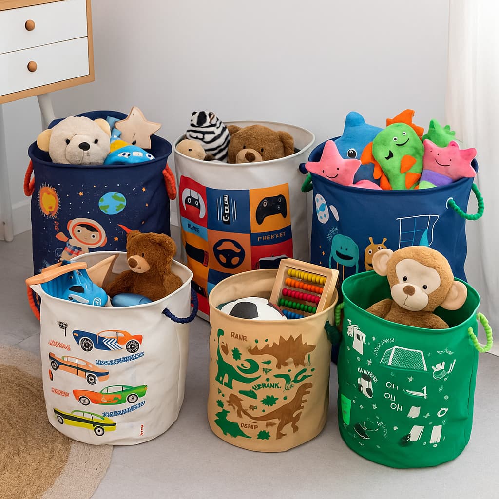 Cesto Organizador Infantil Brinquedo Roupa Dobrável Com Alça Menino Masculino Multiuso