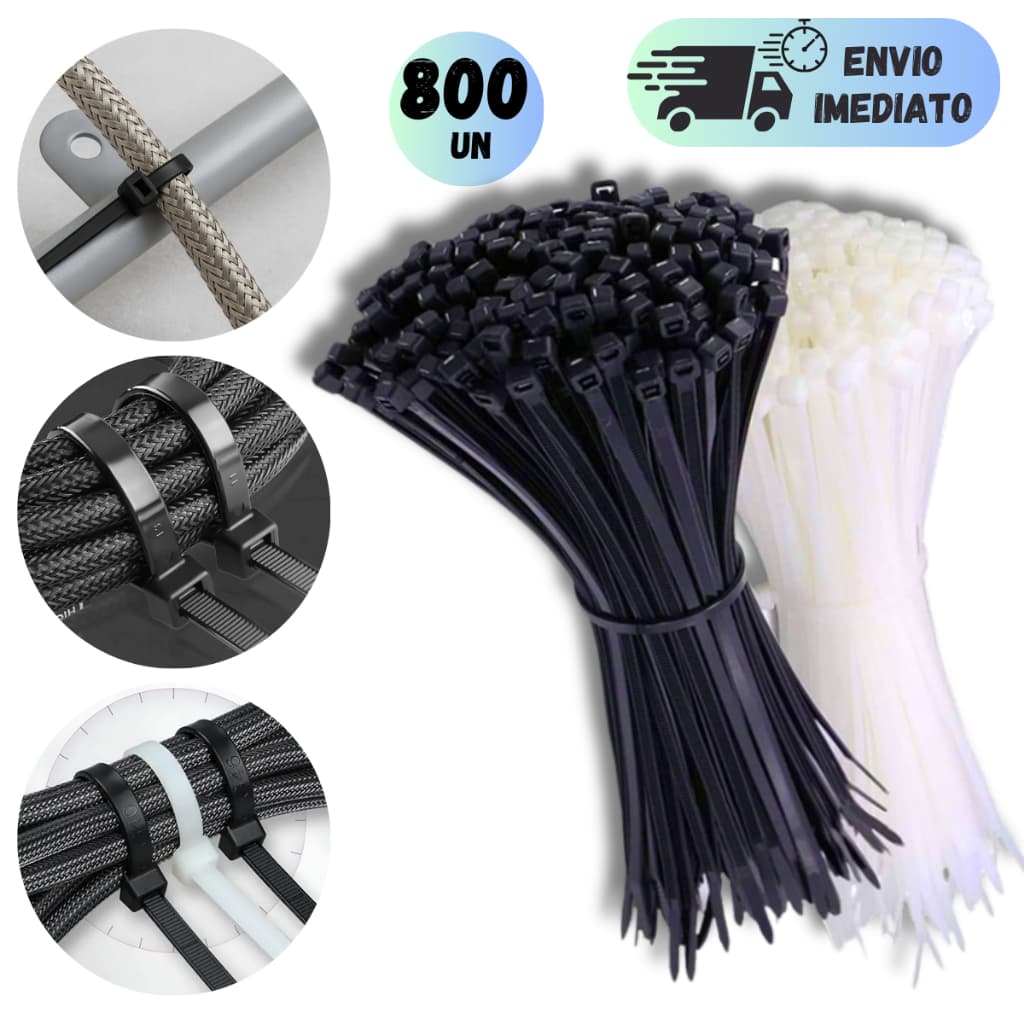 KIT 800 ENFORCA GATO PRETA ABRAÇADEIRA PLÁSTICA GRANDE VARIAS MEDIDAS ORGANIZAÇÃO FIOS CANOS