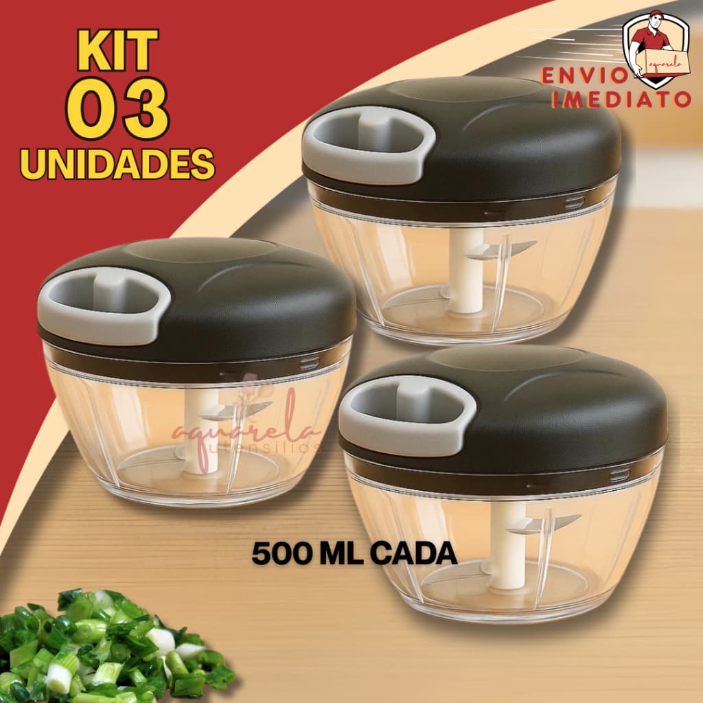 Processador de Alimentos Triturador 3 Laminas 500ml Alho legumes Original