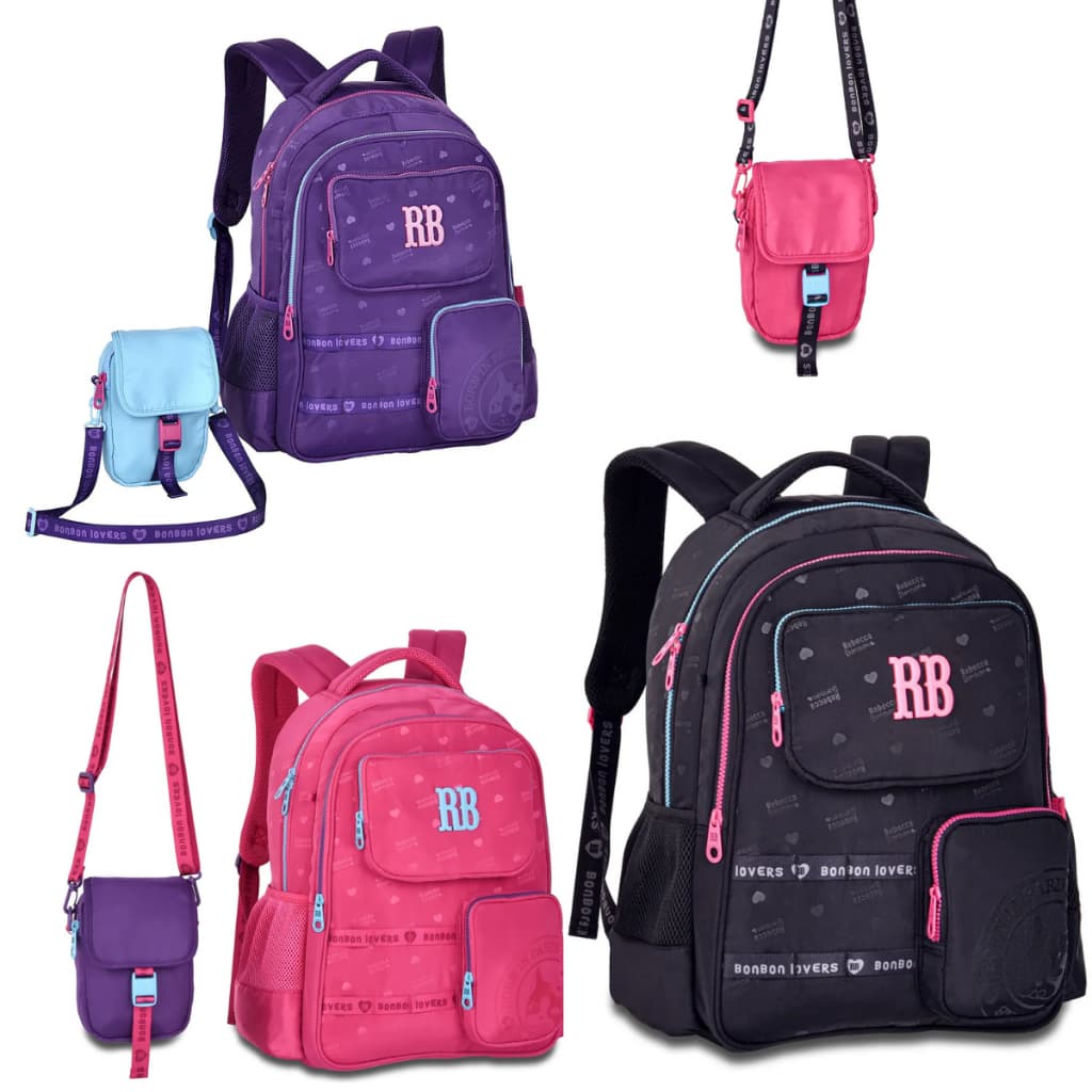 Mochila Rebecca Bonbon Com Bolsa Original Feminina Escolar Juvenil Grande Reforçada Várias Cores