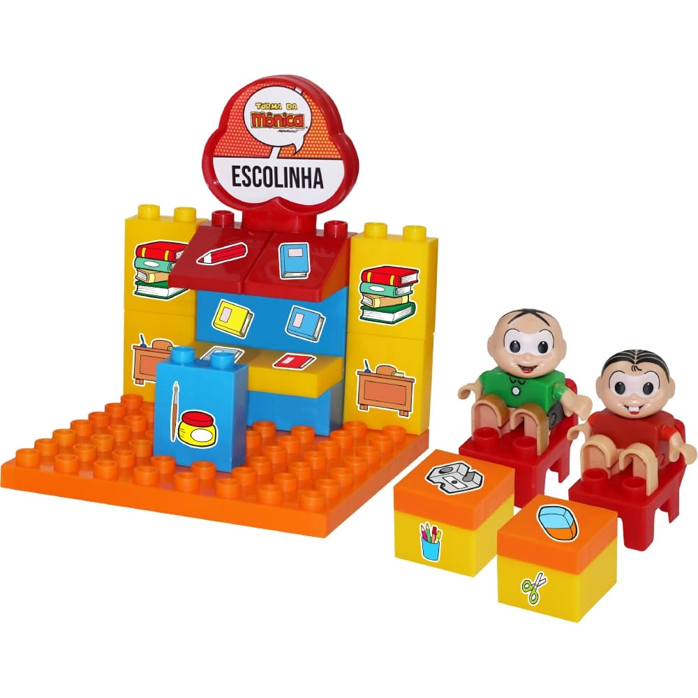 Turma Da Mônica Na Escolinha Playset 19 Blocos E 2 Bonecos - Monte Líbano