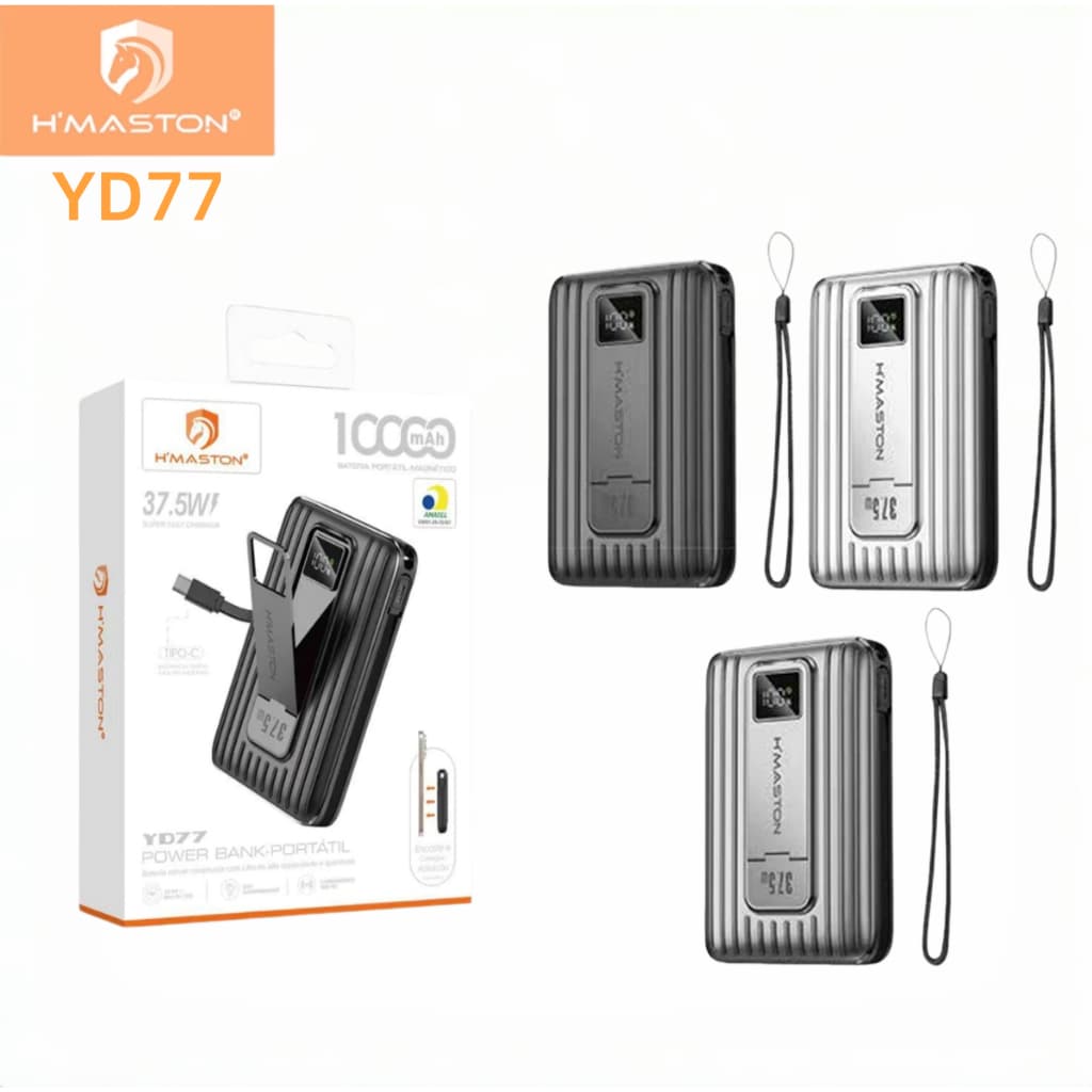 Carregador Portátil 10000mAh 33.7W Powerbank Magnético Carga Super Rapido H'maston YD-77  Original