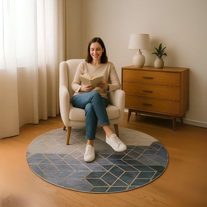 Tapete Redondo Premium 160cm Escritório Casa Carpete Antiderrapante Veludo Sala Quarto Decoração Estampas Sortidas