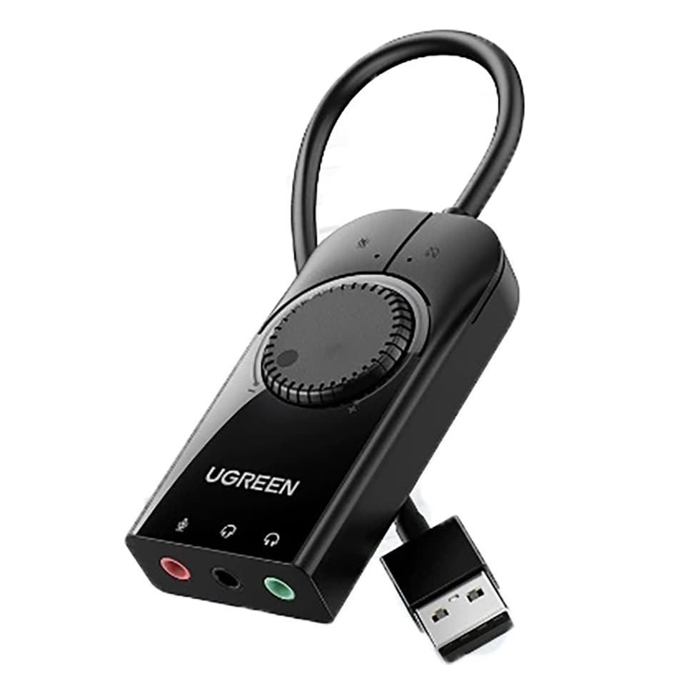 Placa De Som UGREEN USB A 3.5mm Interface De Áudio Externa De 3.5mm Microfone Adaptador Para PC Portátil PS4 Fone Ouvido