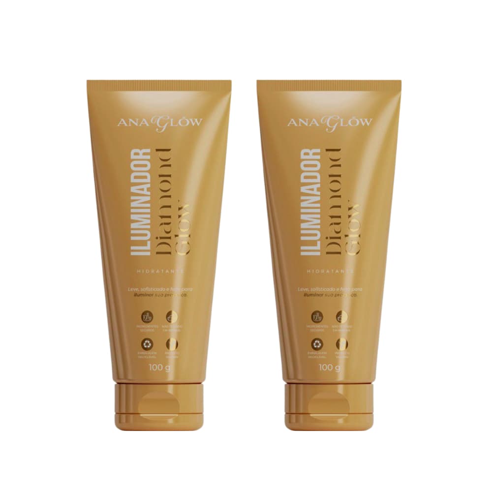 Iluminador Corporal Ana Glow Diamond Glow Brilho Intenso Que Não Transfere 130g - 2 produtos