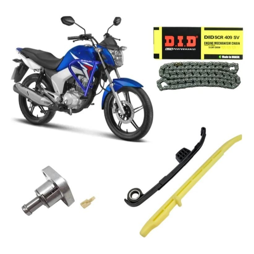 Corrente de Comando + Guia + Tensor + Acionador para Honda Titan 150 – Kit Completo