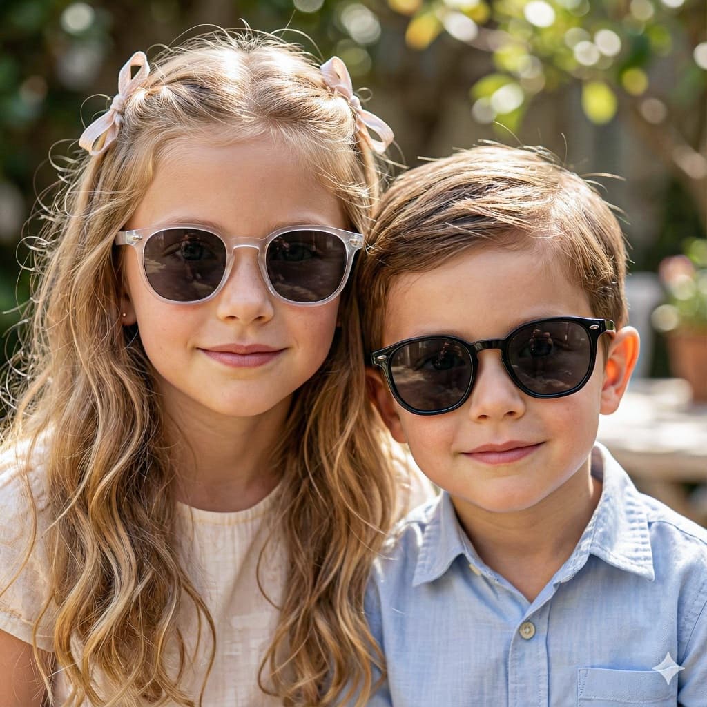 Óculos Infantil Unissex Sol Ilook Hexagonal Preto Proteção UV Moderno Durável
