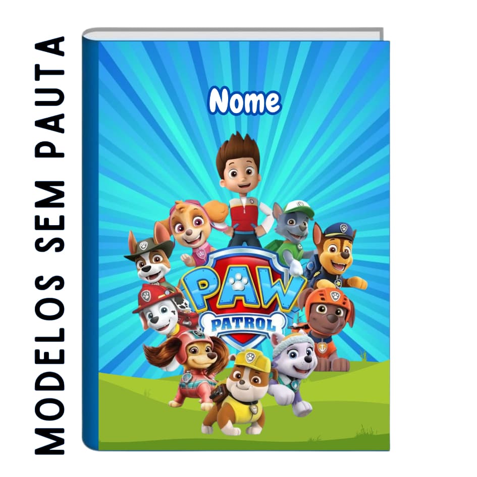 Caderno Brochura SEM PAUTA (SEM LINHA) Personalizado Patrulha Canina - GRANDE A4