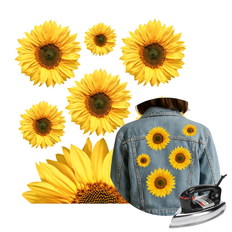 Adesivo Termocolante DTF Margaridas Realistas Patch para Roupas, Bolsas e Decoração
