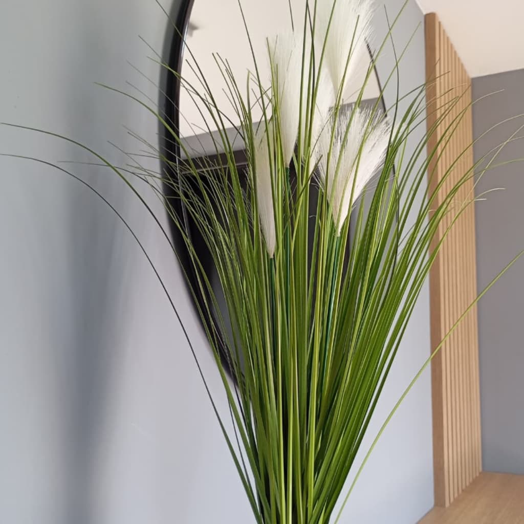 Haste De Capim com 5 Plumas P na cor Creme Real Ao Toque 70 Cm Decoração de Interiores (Não faz sujeira)