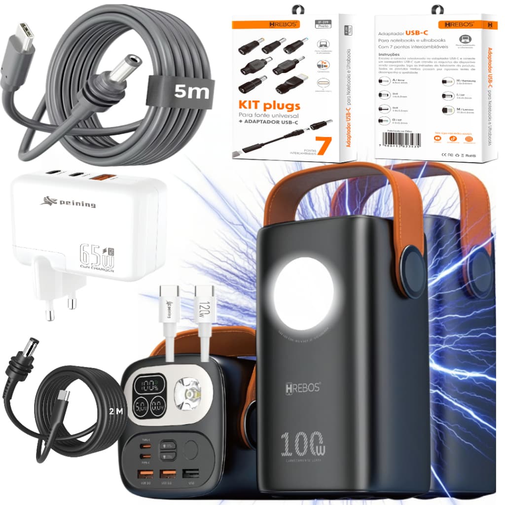 Power Bank Hrebos 60000mah 100Watts Usb-c Pd P/Starlink Mini Notebook Iphone Dell  Lenovo Macbook