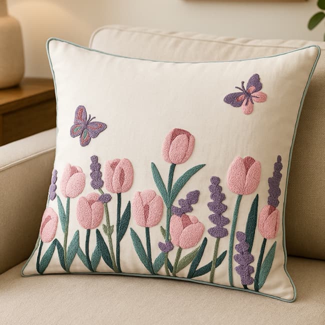 Almofada Decorativa Bordada Luxo Casa Sofá Com Enchimento Silicone