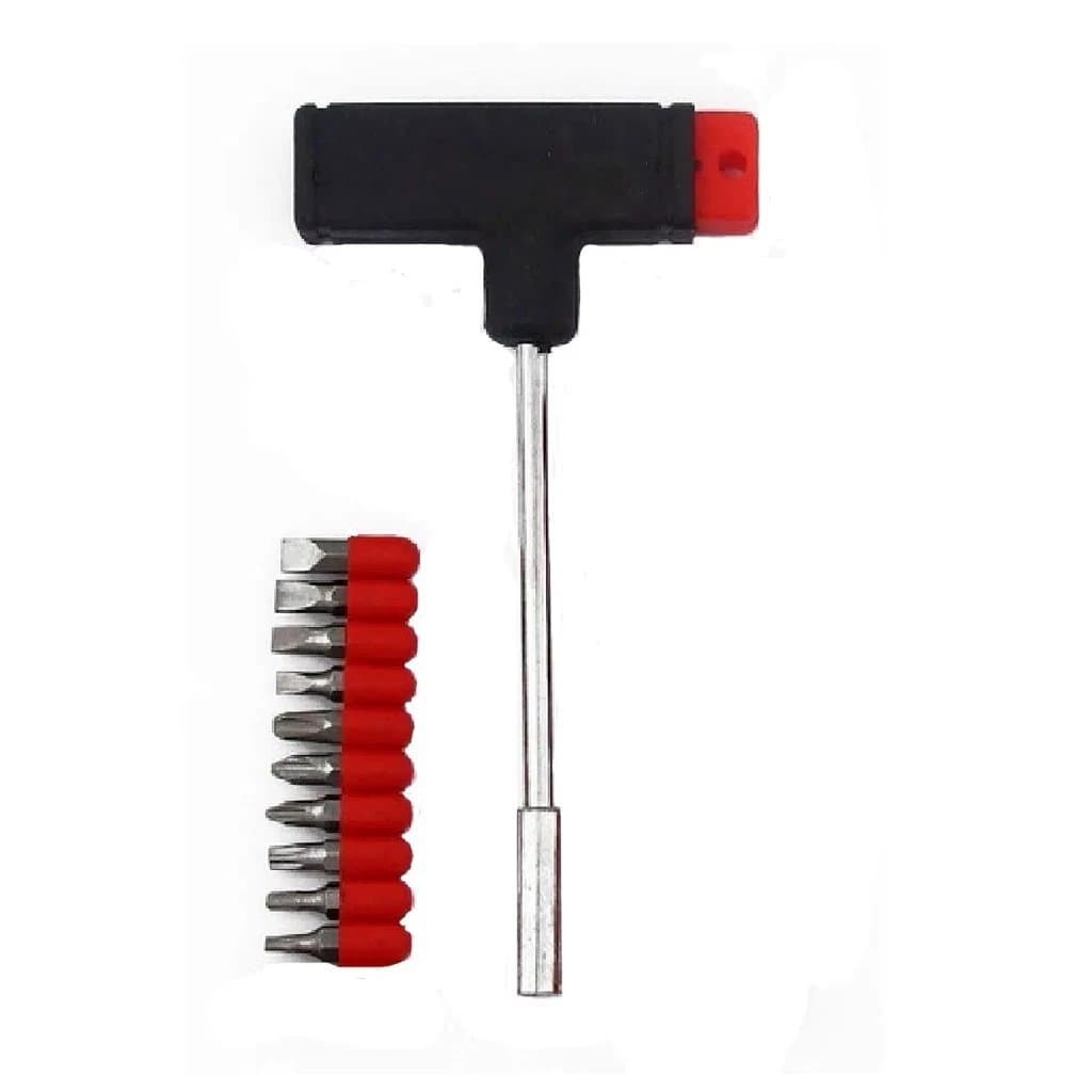 Kit Chave Fenda, Philips, Torx, Allen e Soquete de 4mm ate 12mm Tipo T – 12 Peças