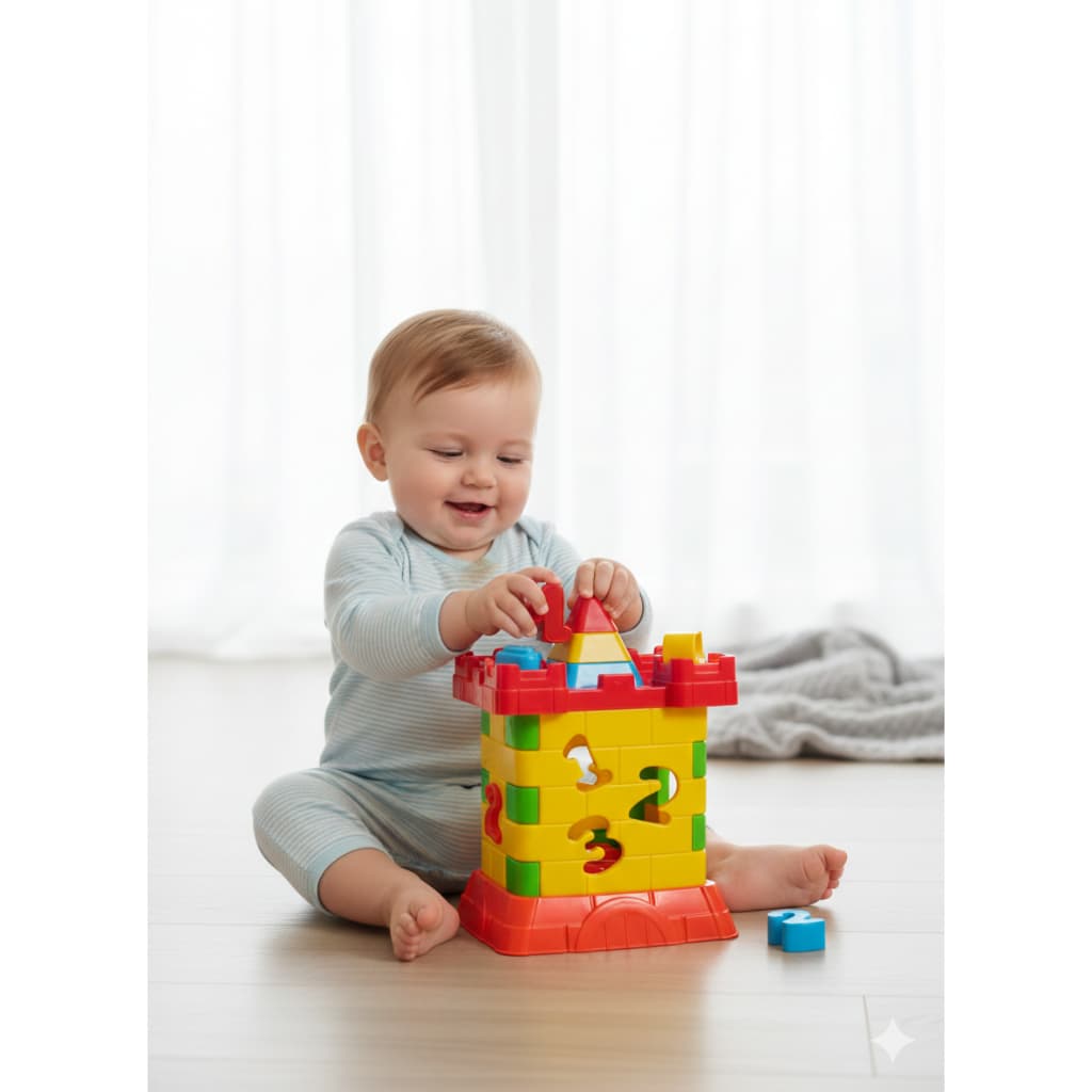 Brinquedo Educativo Castelinho Interativo de Montar Desenvolvimento Infantil Com Letras e Números