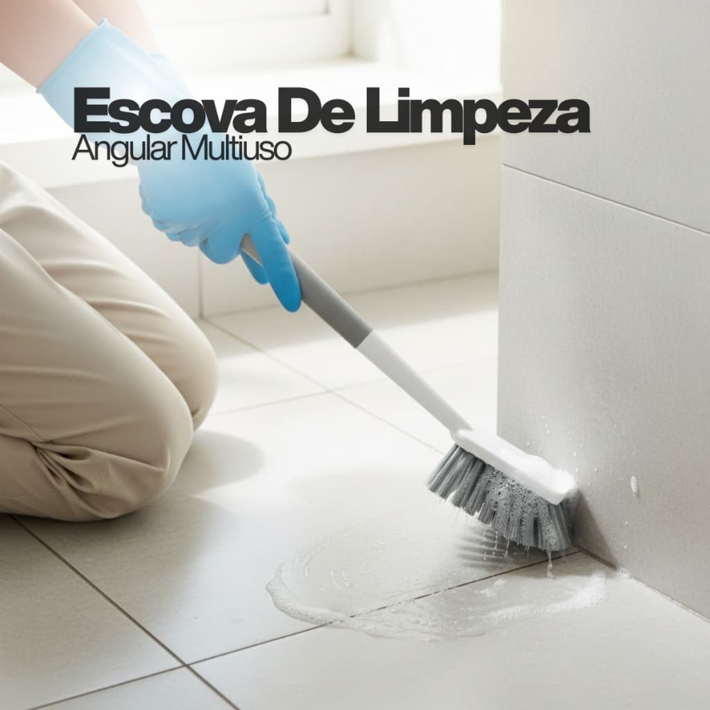 Escova de Limpeza Pesada Angular Multiuso Flow Ou Piso Azulejo Banheiro Lavanderia Cozinha Faxina