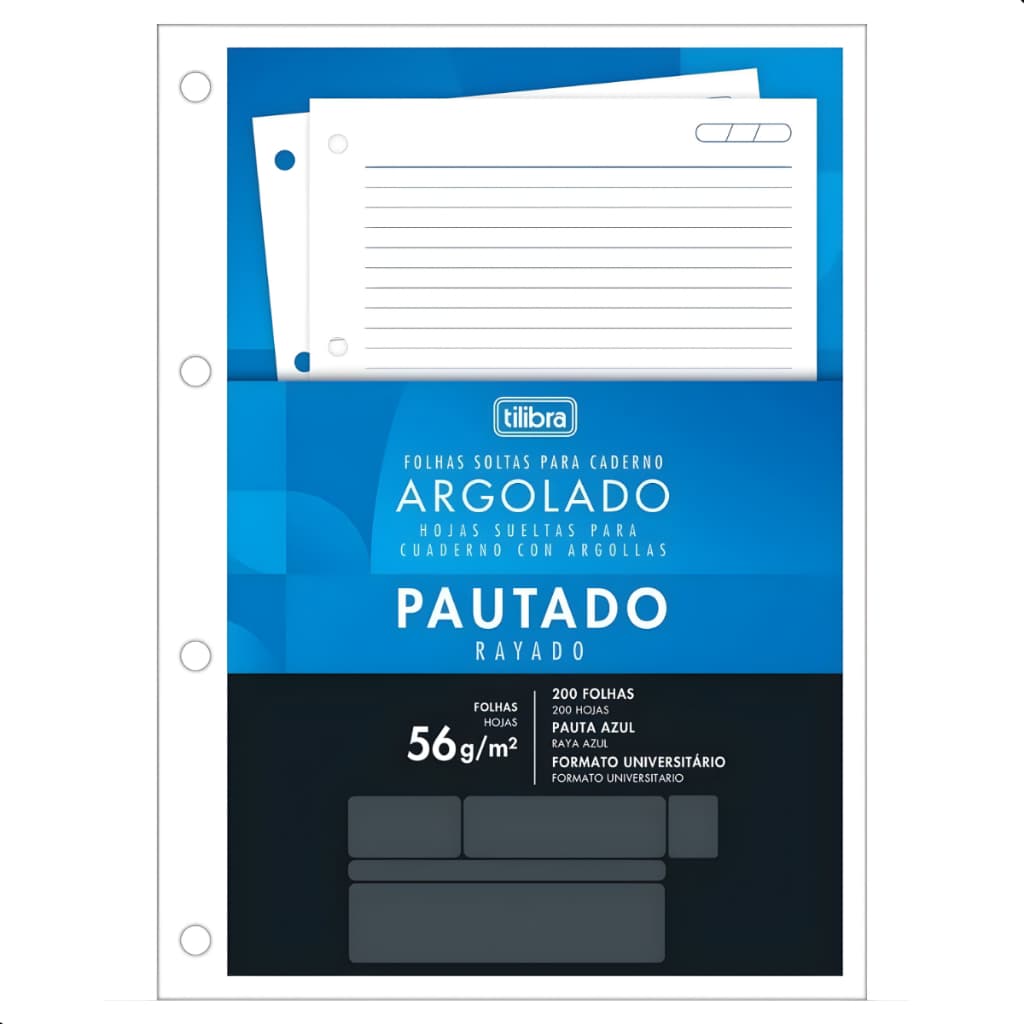 Refil para Caderno Argolado Universitário 200 Folhas Tiliflex Folhas Soltas Tilibra Estudo
