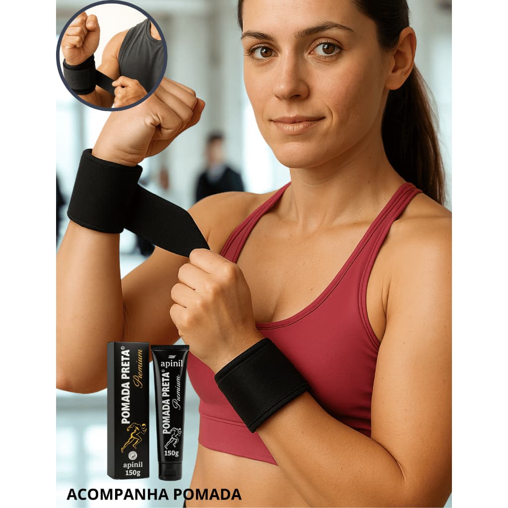 Kit 2 Munhequeiras Tala Pulso Protetora Ajustável Compressão Esporte Academia Esporte Treino