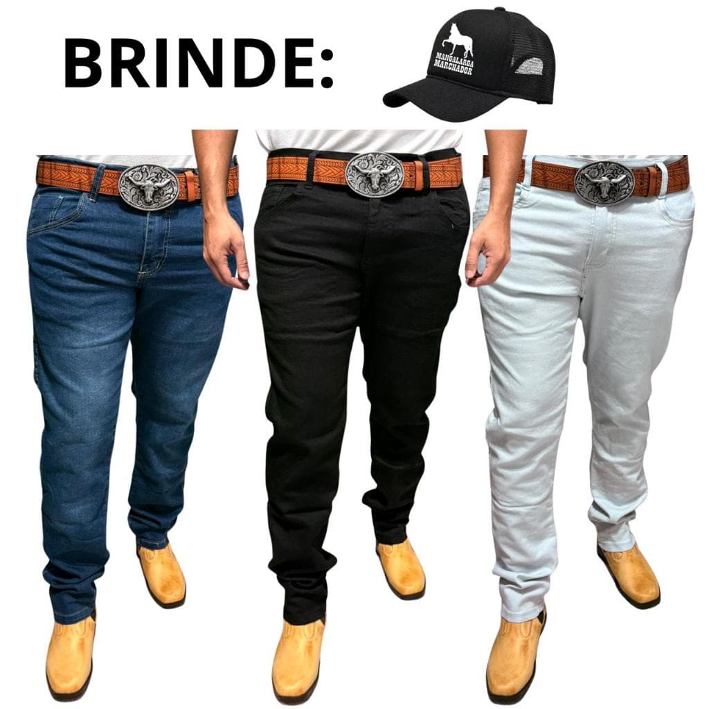 Calça Country Masculina Jeans Premium Rodeio com Elastano Premium
