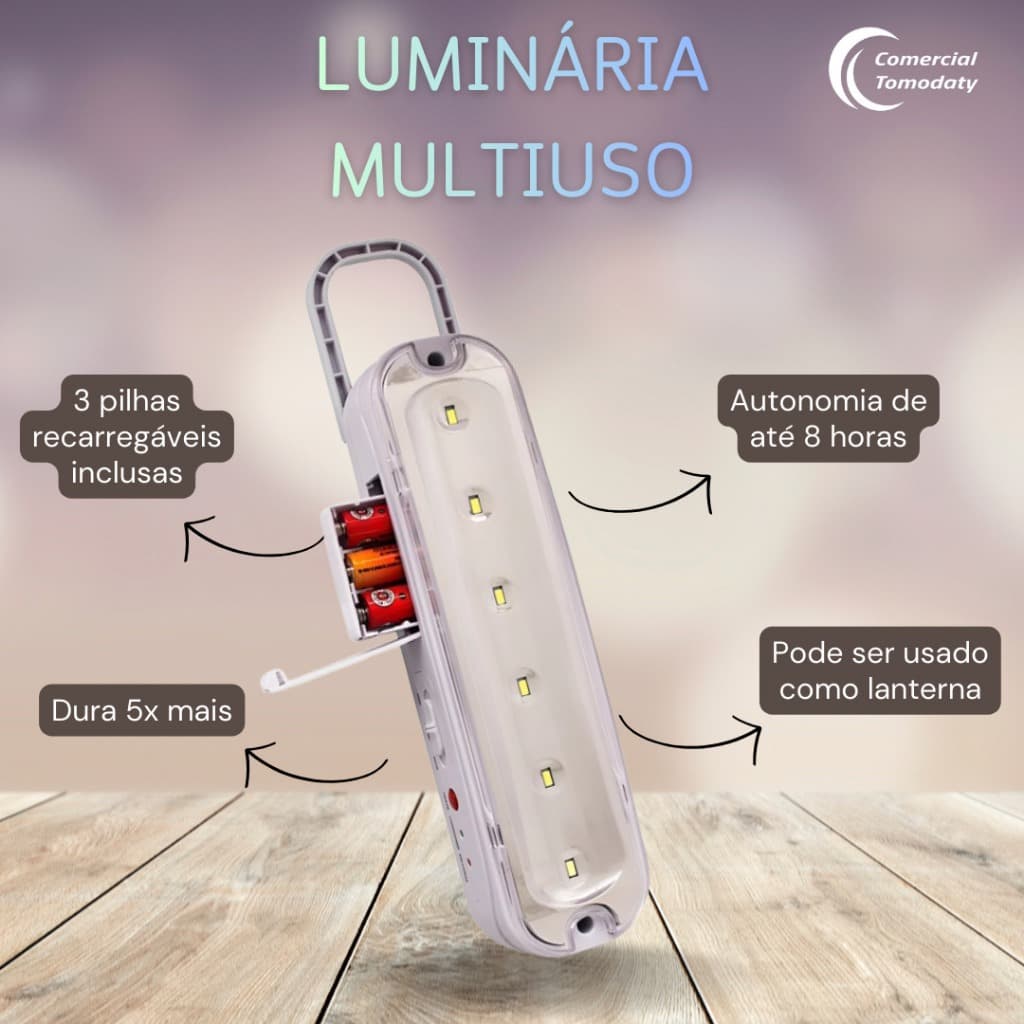 Luminária Multiuso Emergência Portátil  Ourolux 6 ou 12  SuperLEDs -Bivolt- com pilhas recarregáveis
