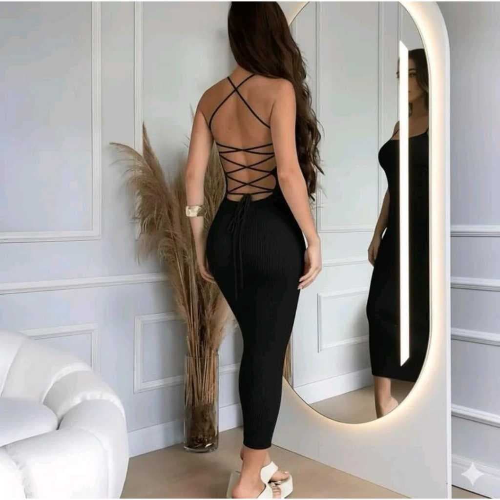 VESTIDO MIDI CANELADO TRANÇADO NAS COSTA MODAL PREMIUM MODA TRICOT BLOGUEIRA