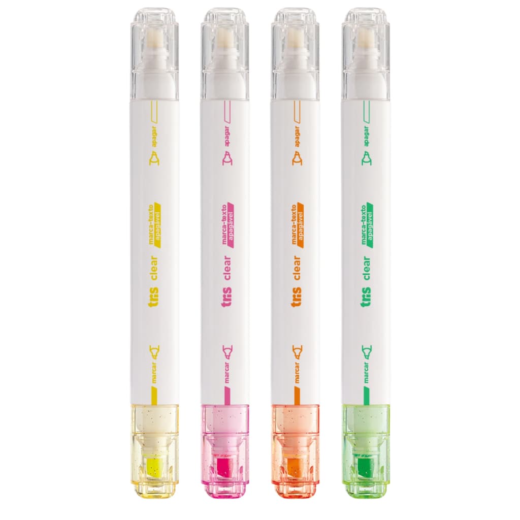 Tris Marca Texto Apagável Clear Formato Ergonômico 13,5cm 1 unidade