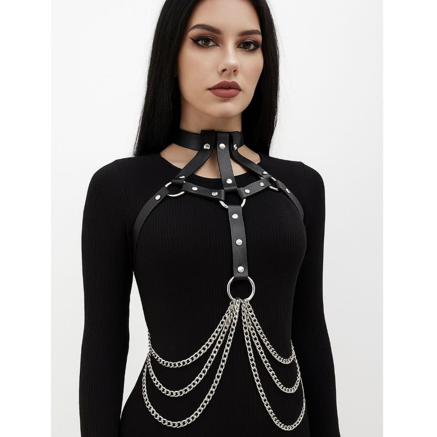 HARNESS SAFIRA GOTICO CINTO COM CORRENTES E ARGOLAS