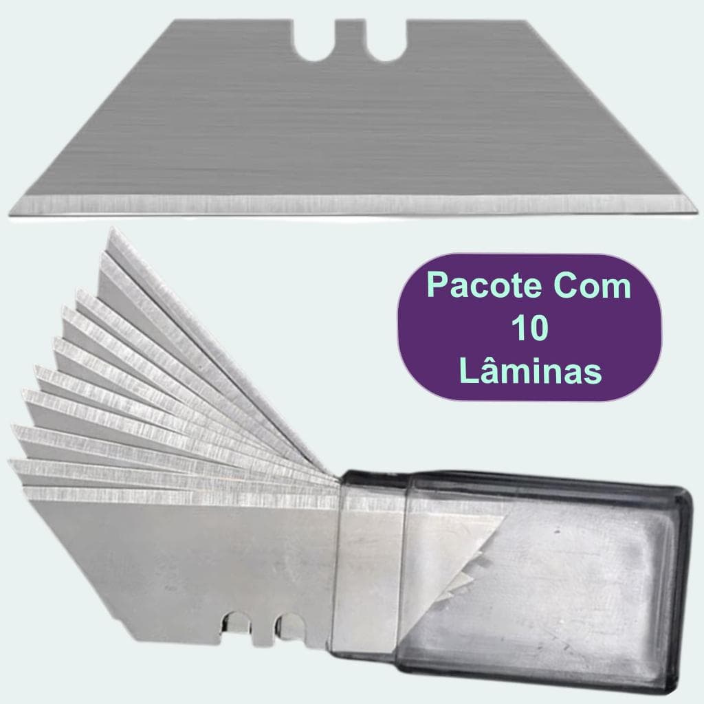 10 Un Lamina Trapezoidal Para Estilete Profissional Refil 19mm Aço Sk5